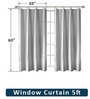 Grey Velvet Feather 5Ft Ring Top Window Curtains Pack of  2