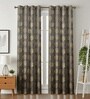 Grey Velvet Feather 9Ft Ring Top Long Door Curtains Pack of  2