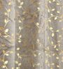 Grey Velvet Floral 5 Foot Ring Top Window Curtains Set Of 2