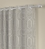 Grey Velvet foil print 9ft Regular Eyelet Long Door Curtains (2 Pc)