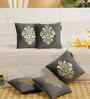 Grey Velvet Geometric 12X12 Inches Cushion Covers (Pack of 5)