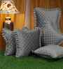 Grey Velvet Geometric 16X16 Inches Cushion Covers (Pack of 5)