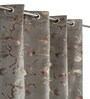 Grey Velvet Leaf Print 9Ft Ring Top Long Door Curtains Pack of  2