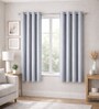 Grey Velvet Solid 5 Feet Blackout Window Curtains Set Of 2