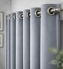 Grey Velvet Solid 7 Feet Blackout Door Curtains Set Of 2
