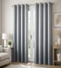 Grey Velvet Solid 9 Feet Blackout Door Curtains Set Of 2