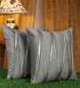 Grey Velvet Striped 16X16 Inches Cushion Covers (Pack of 2)
