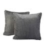 Grey Velvet Striped 16x16 inches Cushion Covers (Pack of 2)