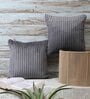 Grey Velvet Striped 16x16 inches Cushion Covers (Pack of 2)