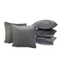 Grey Velvet Striped 16x16 inches Cushion Covers (Pack of 5)