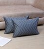 Grey Velvet Striped 18x12 inches Cushion Covers (Pack of 2)