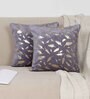 Grey Velvet Traditional 16x16 inches Cushion Covers (Pack of 2)