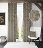 Grey Velvet Tree Branch  5 Foot Ring Top Window Curtain