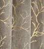 Grey Velvet Tree Branch  7 Foot Ring Top Door Curtains Set Of 2