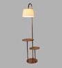 CPL Grey Cloth Shade Shelf Floor Lamp With Iron & Glass Base