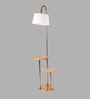 CPL Grey Cloth Shade Shelf Floor Lamp With Iron & Glass Base