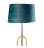 Grey Cloth Shade Club Floor Lamp With Wood & Iron Base