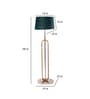 Grey Cloth Shade Club Floor Lamp With Wood & Iron Base