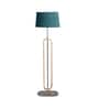 Grey Cloth Shade Club Floor Lamp With Wood & Iron Base