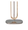 Grey Cloth Shade Club Floor Lamp With Wood & Iron Base