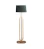 Grey Cloth Shade Club Floor Lamp With Wood & Iron Base