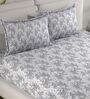 Grey Vine Print 180 TC Cotton King Bedhseet 2 pillow covers