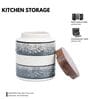 Grey White Embossed Ceramic Air Tight Jar with Wooden Lid
