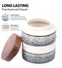 Grey White Embossed Ceramic Air Tight Jar with Wooden Lid