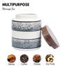 Grey White Embossed Ceramic Air Tight Jar with Wooden Lid