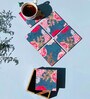 Blue Floral Set of 6 Coasters with Stand Resin With MDF Wood