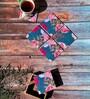 Blue Floral Set of 6 Coasters with Stand Resin With MDF Wood