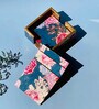 Blue Floral Set of 6 Coasters with Stand Resin With MDF Wood