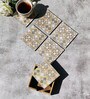 Grey & Gold  Set of 6 Coasters with Stand Resin With MDF Wood