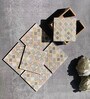 Grey & Gold  Set of 6 Coasters with Stand Resin With MDF Wood