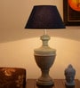 Black Fabric Shade Table Lamp with Beige Base