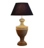 Black Fabric Shade Table Lamp with Beige Base