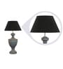 Black Fabric Shade Table Lamp with Beige Base