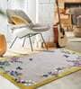Buy Grey Wool And Art Silk Floral 5 x 7 Feet Hand Tufted Carpet
