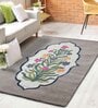 Buy Grey Wool And Art Silk Floral 5 x 7 Feet Hand Tufted Carpet