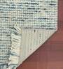 Blue Abstract Wool and Cotton 3 ft x 5 ft Hand Woven Carpet