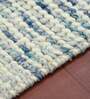 Blue Abstract Wool and Cotton 3 ft x 5 ft Hand Woven Carpet