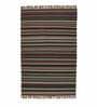 Grey Wool Cotton Striped 4x6 Feet Hand Woven Carpet