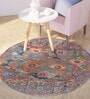 Grey Floral Wool 6 ft x 6 ft Hand Tufted Round Carpet