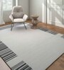 Grey Wool Geometric 60 x 84 Inches Flat Weaves Dhurries