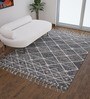 Grey Wool Geometric 5 x 8 Feet Hand Tufted Carpet