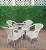Griffith Wicker Table And Chair (With 4 Chair) Set In White Finish
