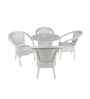 Griffith Wicker Table And Chair (With 4 Chair) Set In White Finish