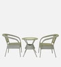 Griffith Wicker Table And Chair Set In White And Black Dual Tone Finish