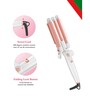 Groomiist 58 Watts Professional Series 3 Barrel Foldable Hair Curler SSWS-63 with LCD Display & Temperature Settings (White & Peach)