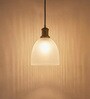 Grooved Frosted Glass Hanging Pendant Light with Antique Brass Finish